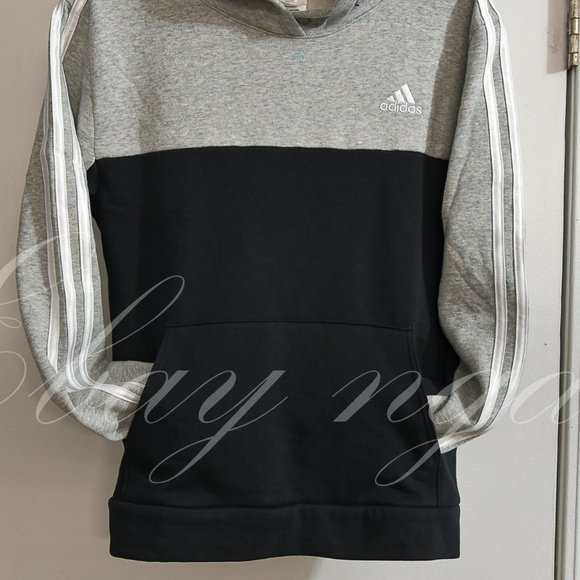 adidas‎ Boys' Youth Pullover Fleece Hoodie GRAY/BLACK - Picture 3 of 6